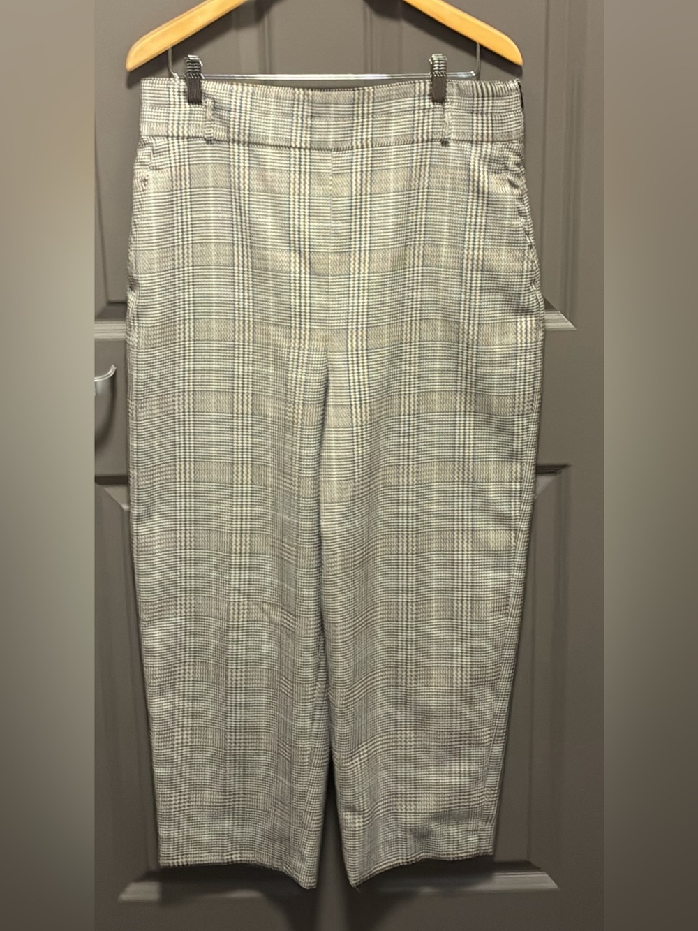 Zara Plaid Dress Pants in Beige and Gray